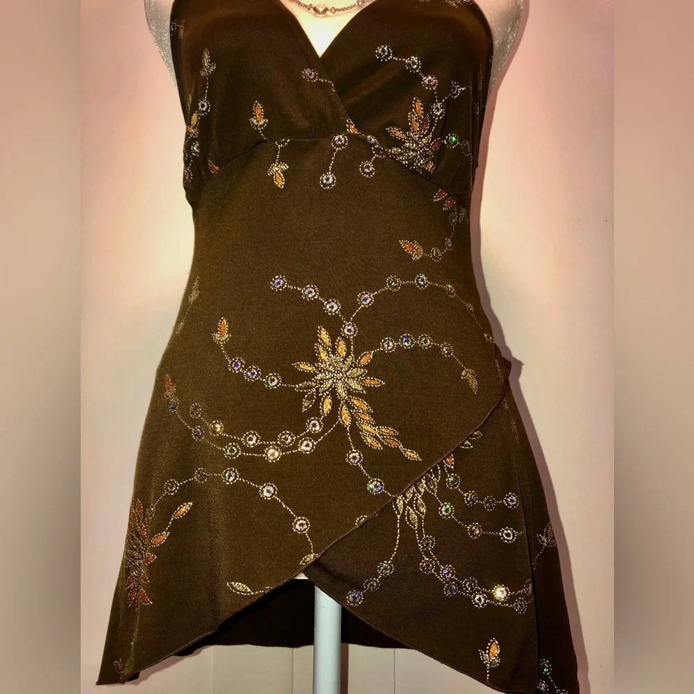 A. Byer  Glittered Floral decorated Halter Top - Picture 4 of 9